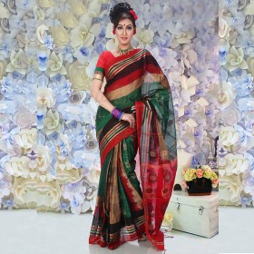 Traditional soft muslin Sharee form Tangail with Beautiful design and color